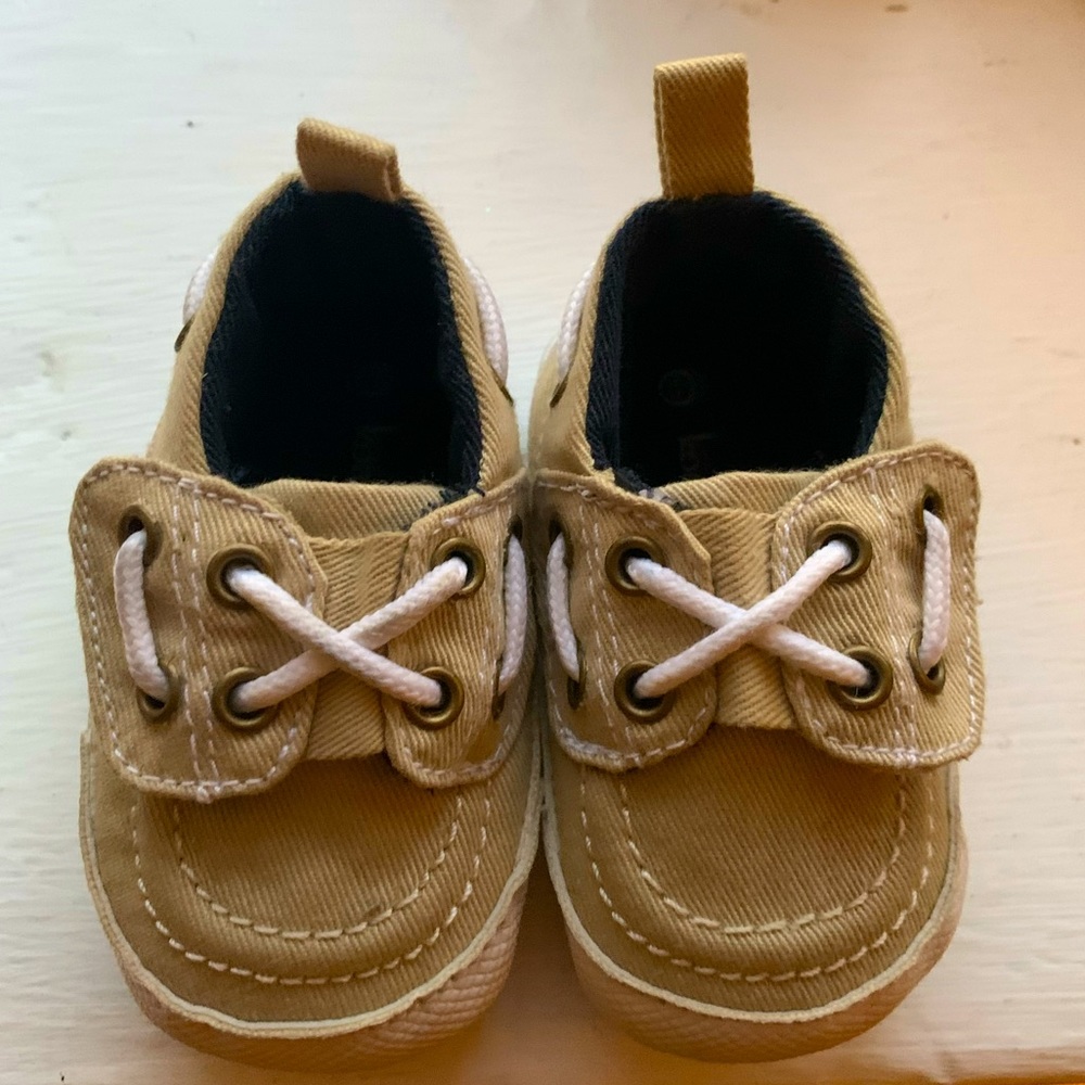 Tan and w/white Boat shoes for Baby